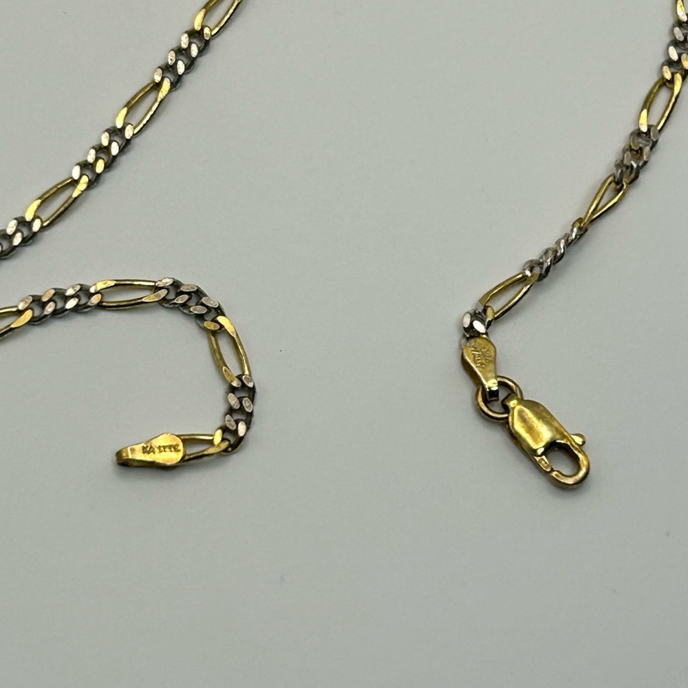 Sterling Silver Anklet Italy KA 1772 Stamped 925 Dainty Two-tone Oval Link - Picture 8 of 8